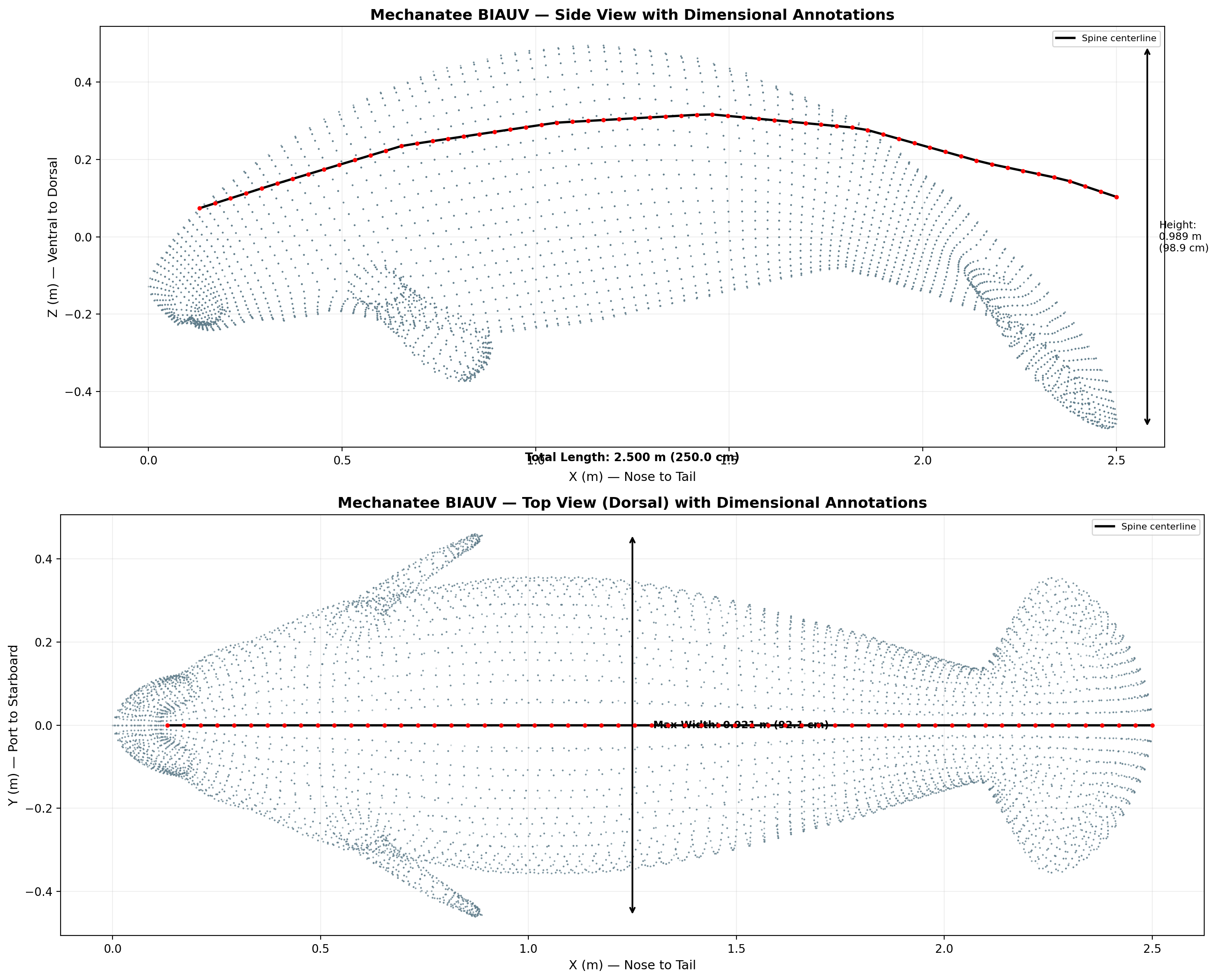 Annotated body dimensions