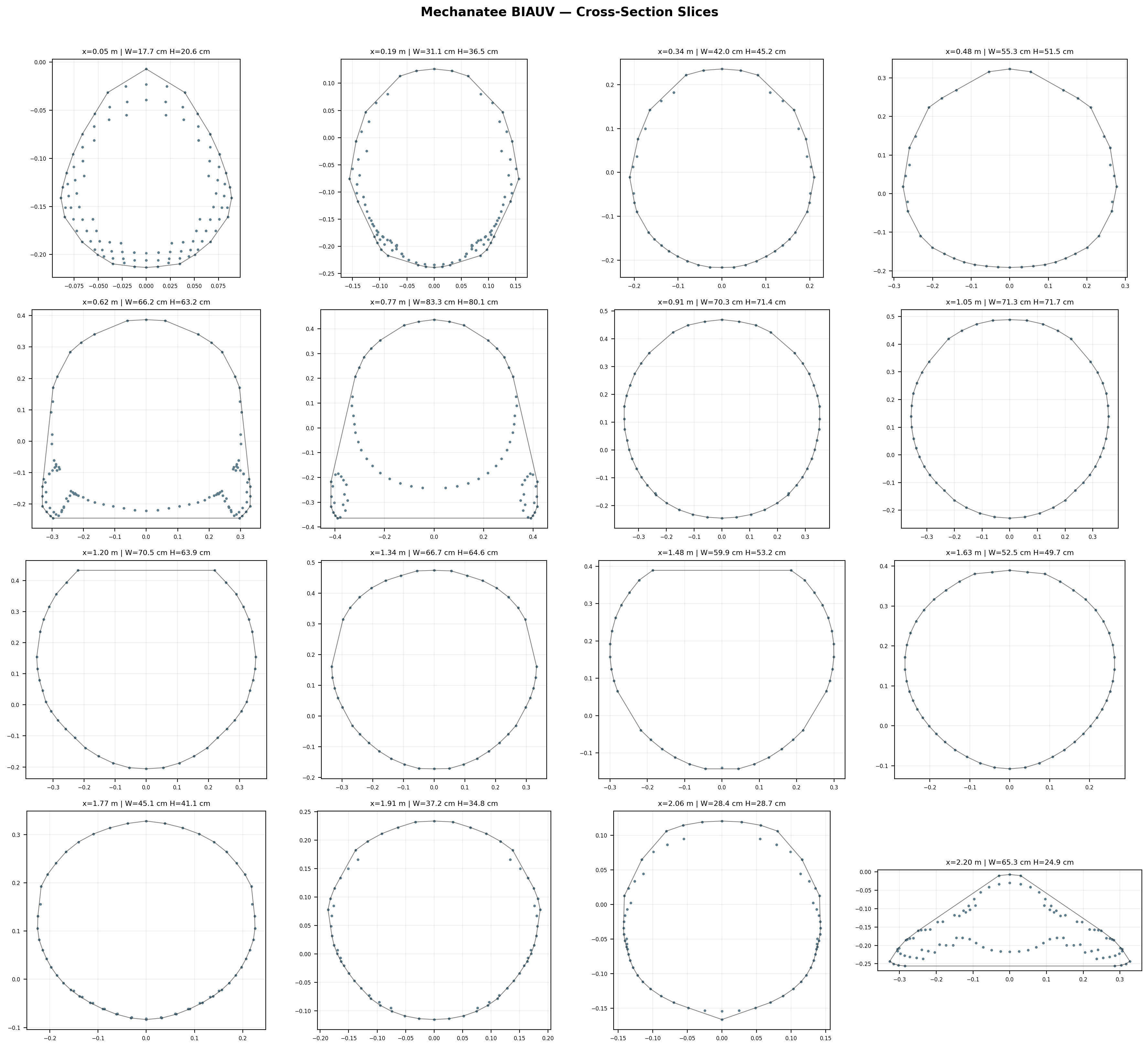 Cross-section slice profiles along body